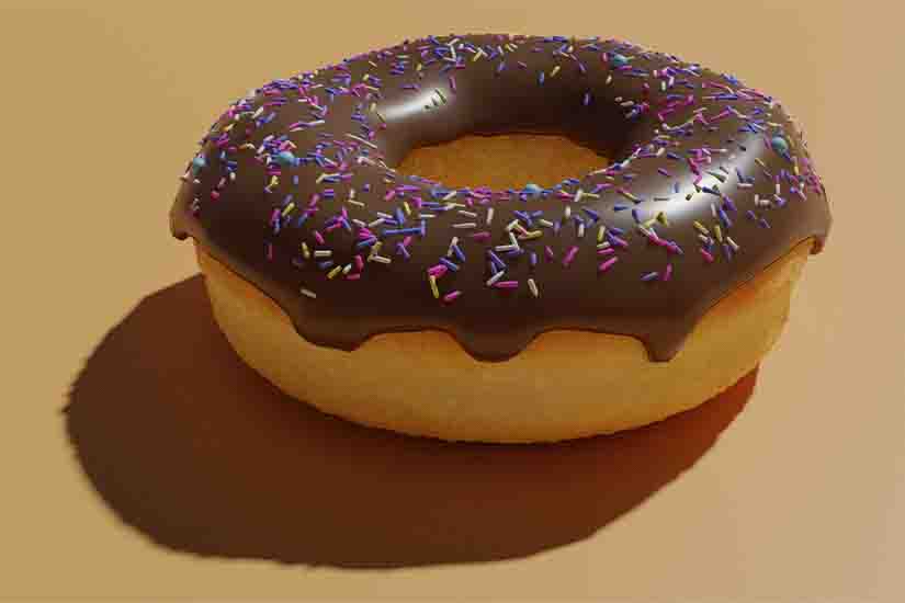 Rendu 3D d'un donut réalisé avec Blender.