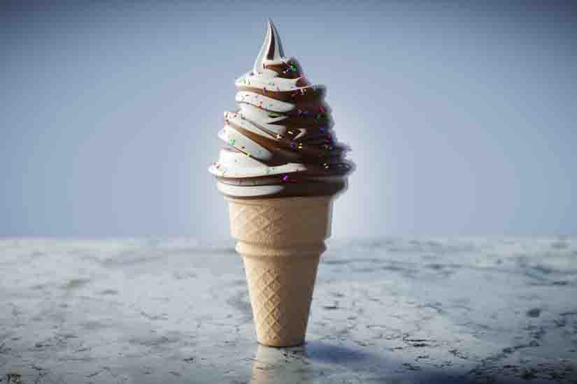 Rendu 3D d'une glace réalisée avec Blender.